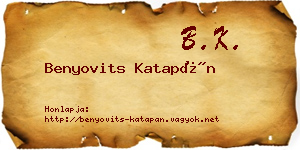 Benyovits Katapán névjegykártya